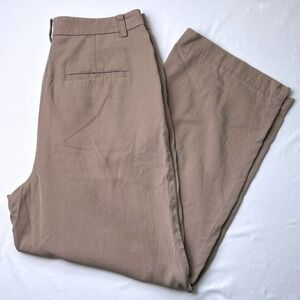 Loft Womens High Rise Wide Leg Pleated Trousers Khaki Tan Size 8T Preppy Office